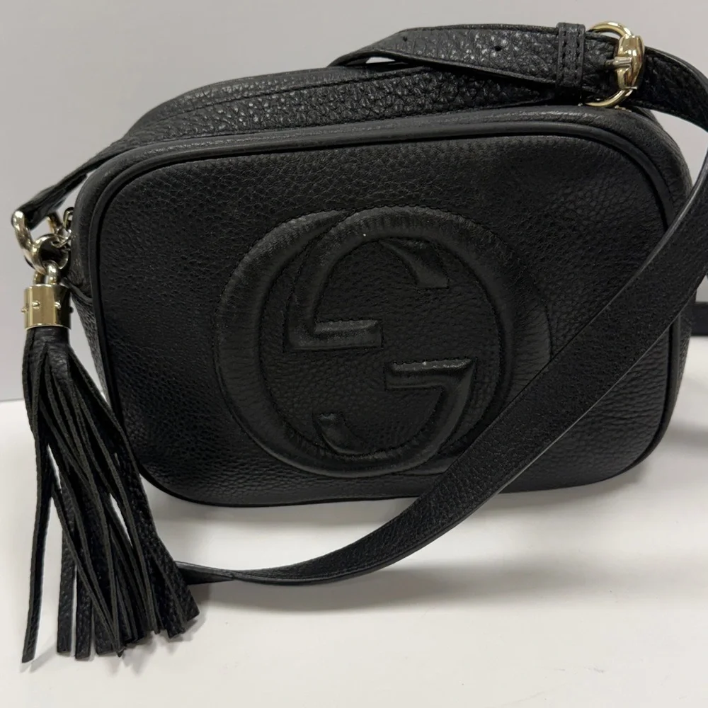 Gucci Black Leather Crossbody Bag with Tassel - Picture 1 of 12